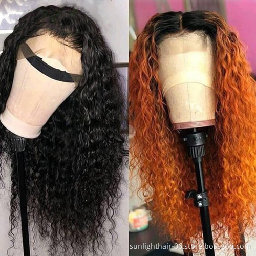 Wholesale Indian brazilian unprocessed Human Hair custom wig boxes with logo Water Wave curly 10a grade hair loose deep wave wig